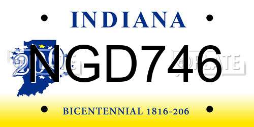 NGD746 Indiana License Plate