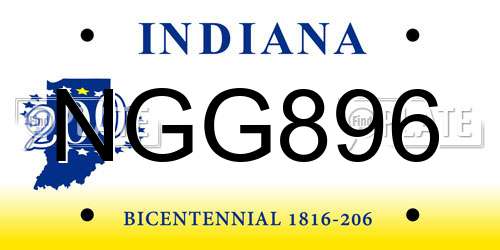 NGG896 Indiana License Plate