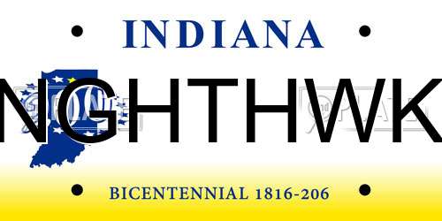 NGHTHWK Indiana License Plate