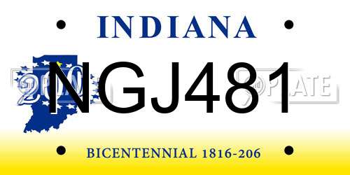 NGJ481 Indiana License Plate