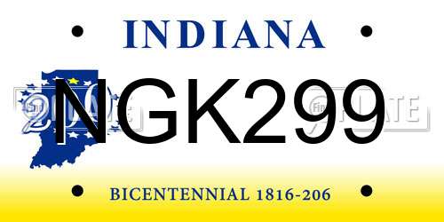 NGK299 Indiana License Plate