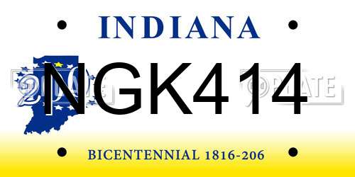 NGK414 Indiana License Plate
