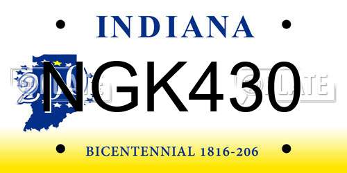 NGK430 Indiana License Plate