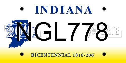 NGL778 Indiana License Plate