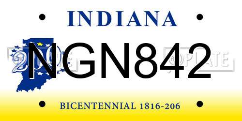 NGN842 Indiana License Plate