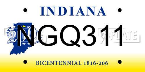 NGQ311 Indiana License Plate