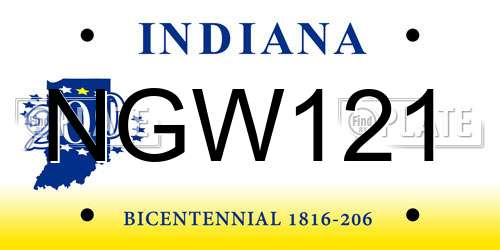NGW121 Indiana License Plate