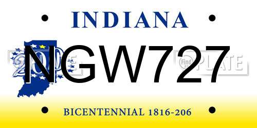 NGW727 Indiana License Plate