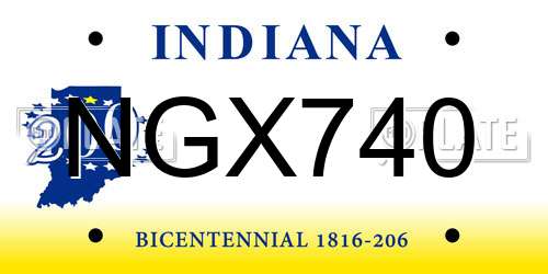 NGX740 Indiana License Plate