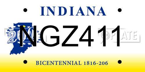 NGZ411 Indiana License Plate