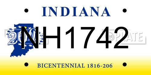 NH1742 Indiana License Plate