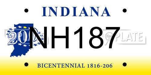 NH187 Indiana License Plate