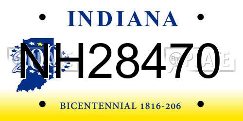 NH28470 Indiana License Plate