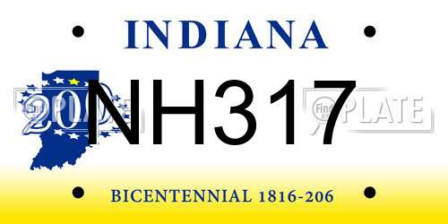 NH317 Indiana License Plate