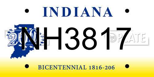 NH3817 Indiana License Plate