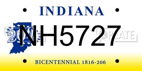 NH5727 Indiana License Plate