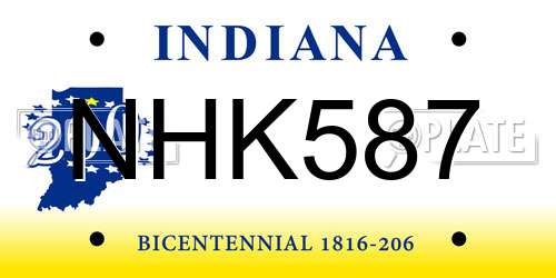 NHK587 Indiana License Plate
