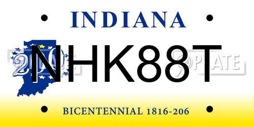 NHK88T Indiana License Plate