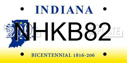NHKB82 Indiana License Plate