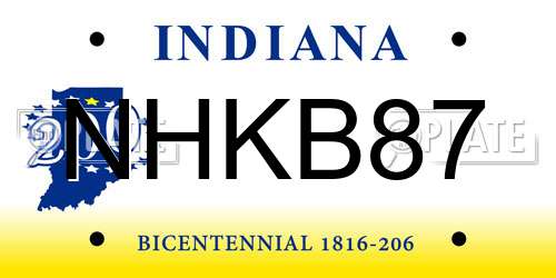 NHKB87 Indiana License Plate