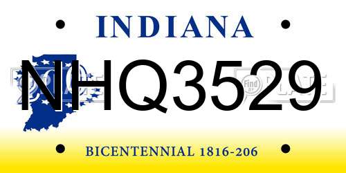 NHQ3529 Indiana License Plate