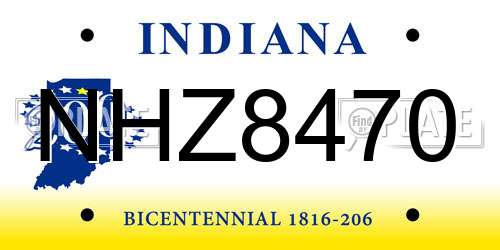 NHZ8470 Indiana License Plate