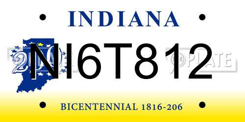 NI6T812 Indiana License Plate