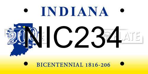NIC234 Indiana License Plate