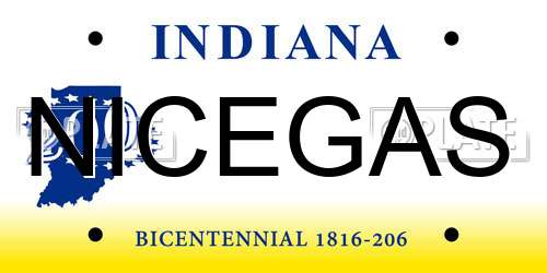 NICEGAS Indiana License Plate