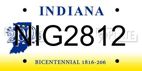 NIG2812 Indiana License Plate