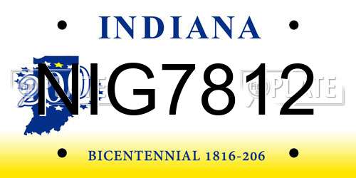 NIG7812 Indiana License Plate
