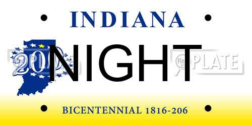 NIGHT Indiana License Plate