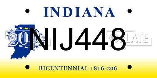 NIJ448 Indiana License Plate
