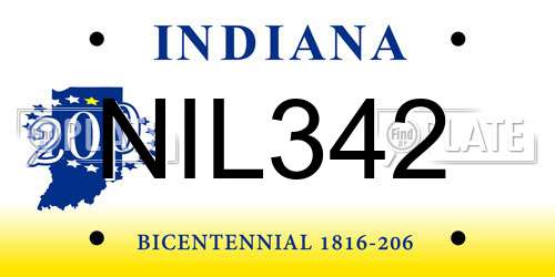 NIL342 Indiana License Plate