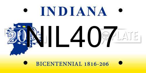 NIL407 Indiana License Plate