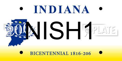 NISH1 Indiana License Plate