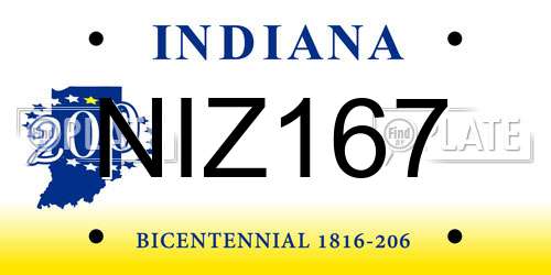 NIZ167 Indiana License Plate