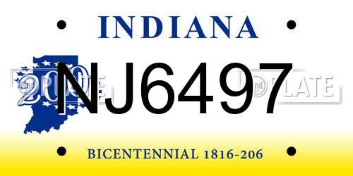 NJ6497 Indiana License Plate