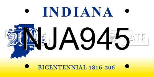 NJA945 Indiana License Plate