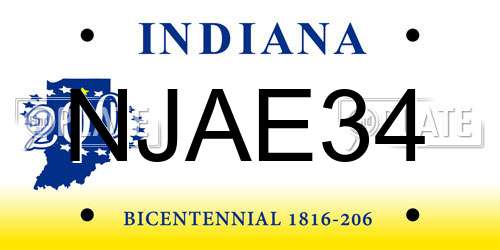 NJAE34 Indiana License Plate