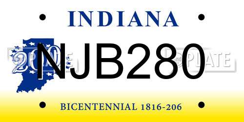 NJB280 Indiana License Plate