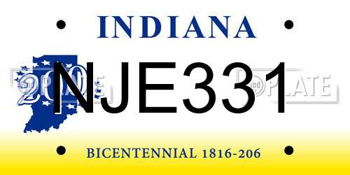 NJE331 Indiana License Plate