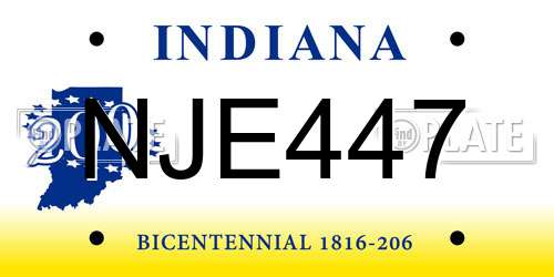 NJE447 Indiana License Plate