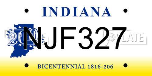 NJF327 Indiana License Plate