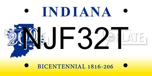 NJF32T Indiana License Plate