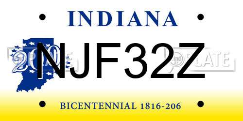 NJF32Z Indiana License Plate