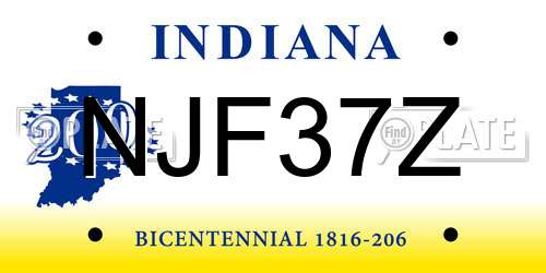 NJF37Z Indiana License Plate