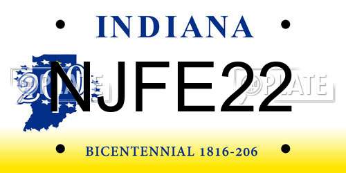 NJFE22 Indiana License Plate