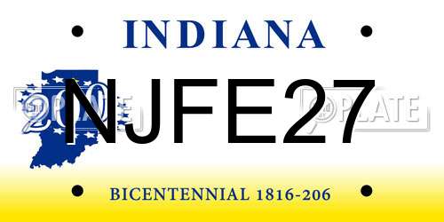 NJFE27 Indiana License Plate