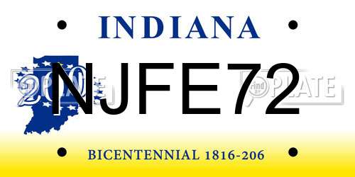 NJFE72 Indiana License Plate